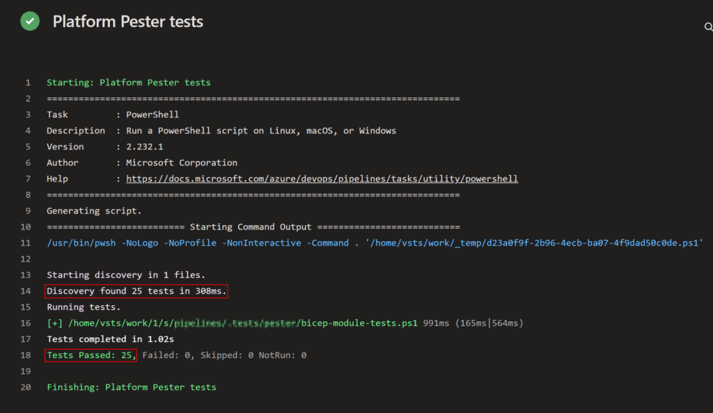 unit tests with Azure Bicep module output