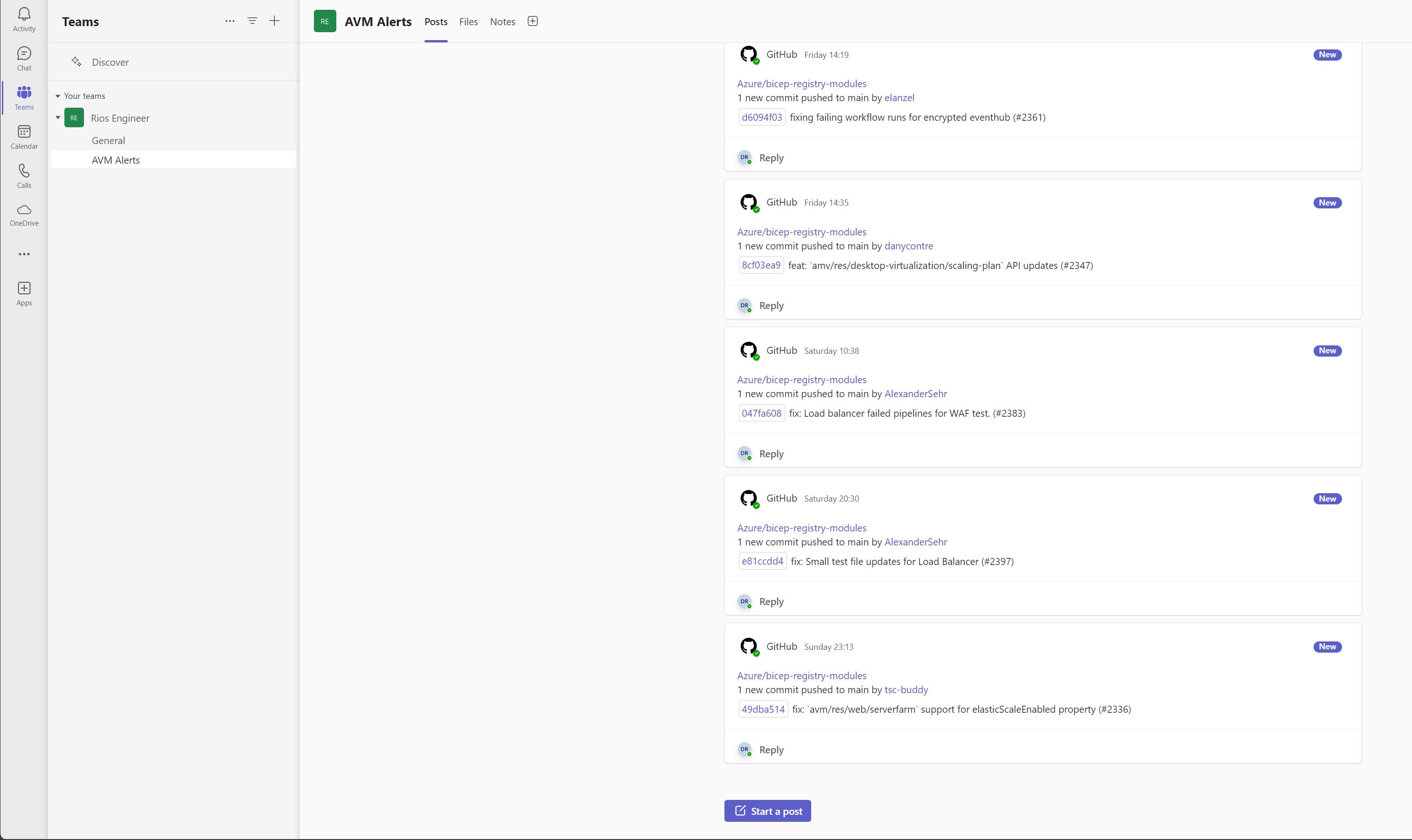 Microsoft Teams + GitHub bot alerts