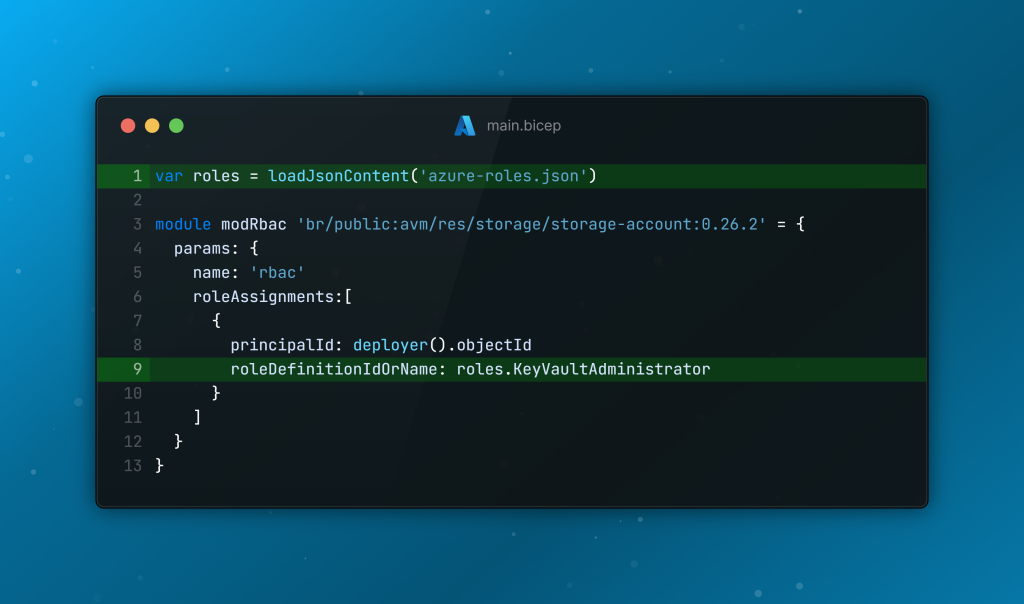Azure roles json shared file pattern